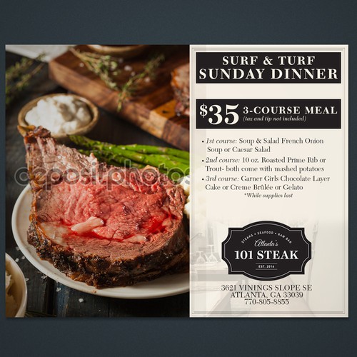 Steakhouse Surf and Turf advertisement | Postcard, flyer or print contest