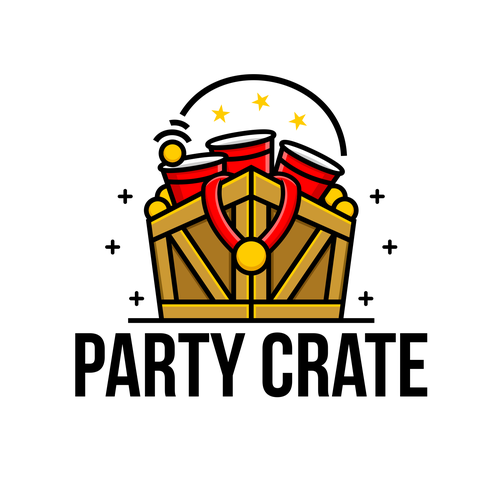 Logo for Party Crate, the box with a party inside! Design by BYRP