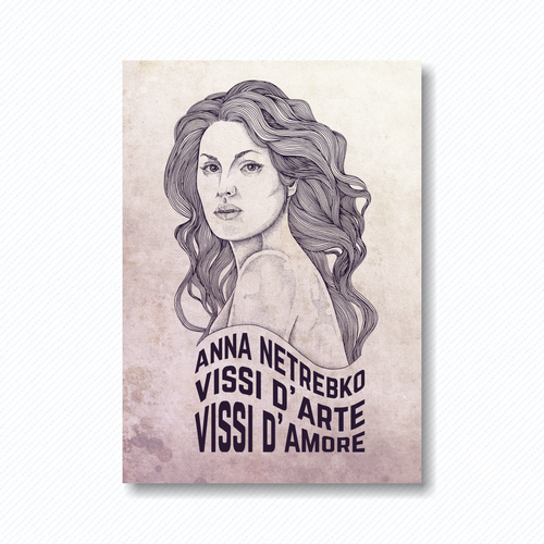 Illustrate a key visual to promote Anna Netrebko’s new album Diseño de Logo Sign
