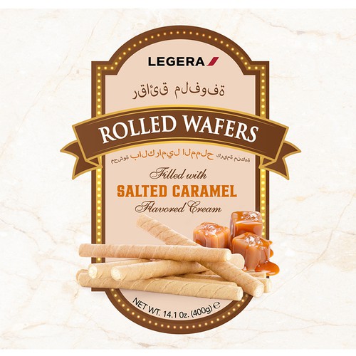 LEGERA Wafer Rolls Pack 125 gm - Salted Caramel Design by Davi Giolo ★