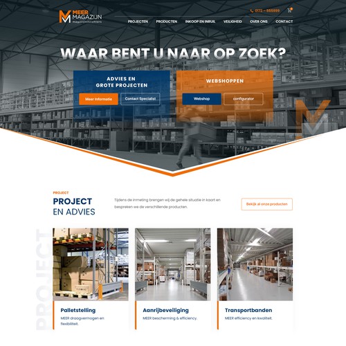 Creative website templates for a leading pallet racks company_ Meermagazijn Design by MercClass