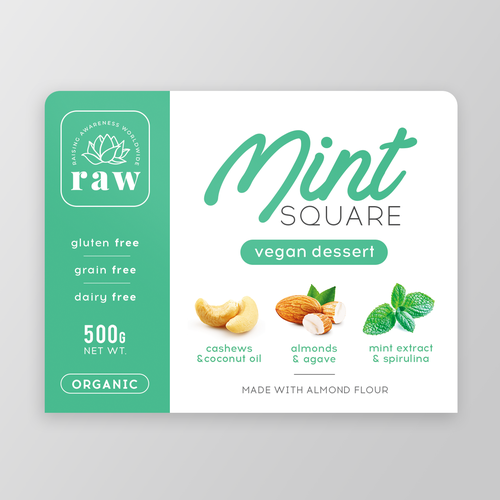 Vegan dessert product label Design by O!shine-design