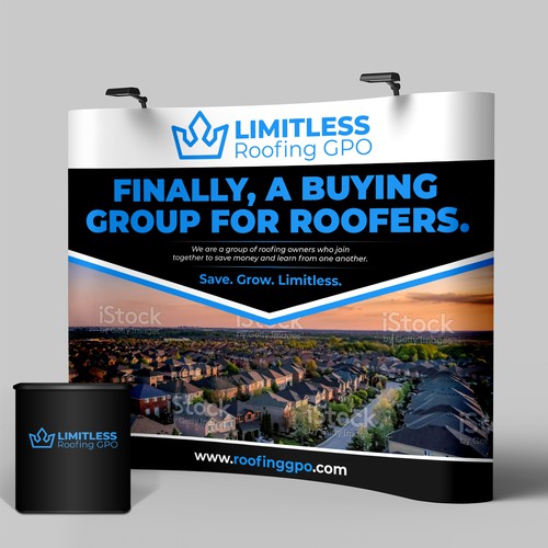 Design a tradeshow backdrop for roofing buying group Design by icon89GraPhicDeSign