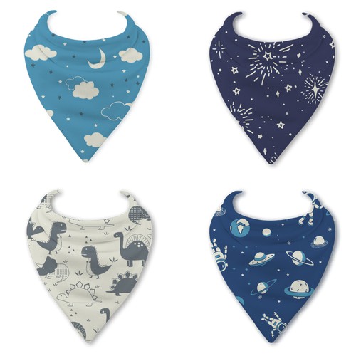 Create modern print designs for baby bandana bibs