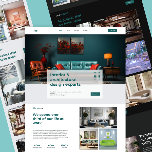 Interior landing page ui (Dark mood & Responsive Page)
