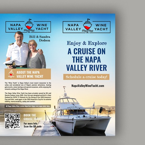 Tri-fold brochure for Napa Valley Wine Yacht tours Design by Smarika Ahuja ❤