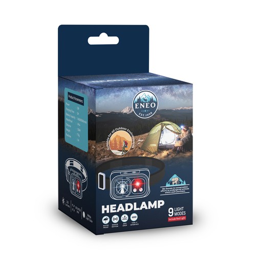Design the packaging a outdoor headlamp where proceeds are donated to save american wildlife Design by Manthanshah