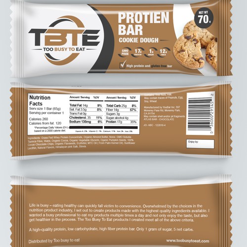 Design a unique protein bar wrapper for Too Busy To Eat-ontwerp door dannymerrion