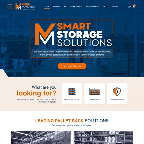 Creative website templates for a leading pallet racks company_ Meermagazijn Design by Adventix