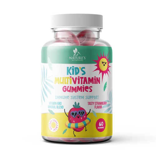 Tasty Kids Multivitamin Gummies Product Label for Nature's Nutrition Design by Nick Visual Co.