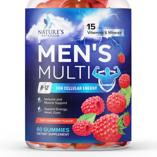 Designs | Men's Multivitamin Gummies label design needed for Nature's ...