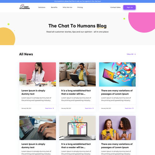Create an enticing and user and human centric website design for a live chat support service company Design by Obizzy
