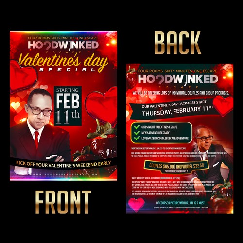 Design di Create a captivating Valentine's Day Flyer for Hoodwinked Escape di JimGraph