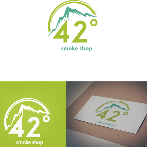 Create logo as the 42° is to look like 420 and then some mountains
and put "on the mountain" under smoke shop
 Design by ab2killer