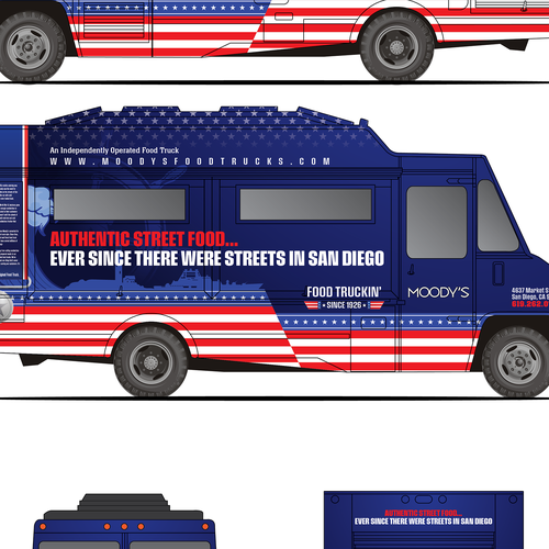 Navy Themed Food Truck Wrap Design Design by Vectogravic