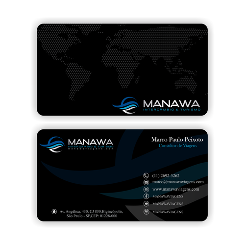 Please create a great Business Card design for travel agency Manawa! Design by Parth Soni