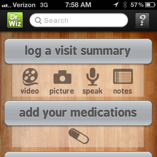 Help DoctorWiz with home screen for an iphone app Diseño de Eikonographer