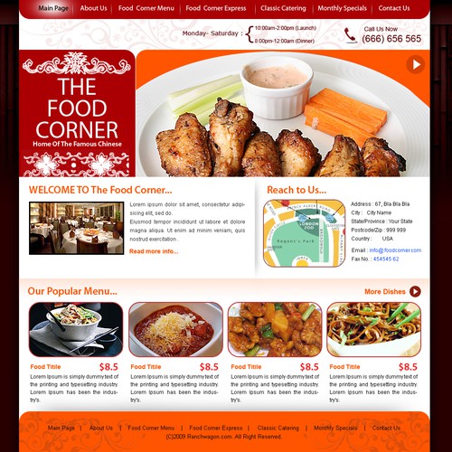 Chinese Restaurant Website Template | Web page design contest