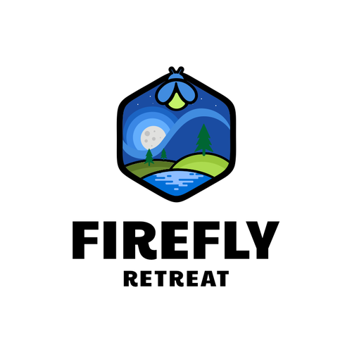 Firefly Retreat. Fun logo inspiring families to explore the outdoors! Design by hidra ✅