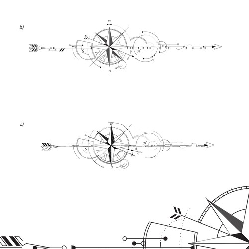 Design geometric arrow compass Tattoo Design by Odius