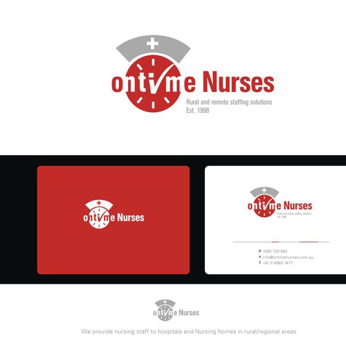 logo and business card for Ontime Nurses Réalisé par huratta