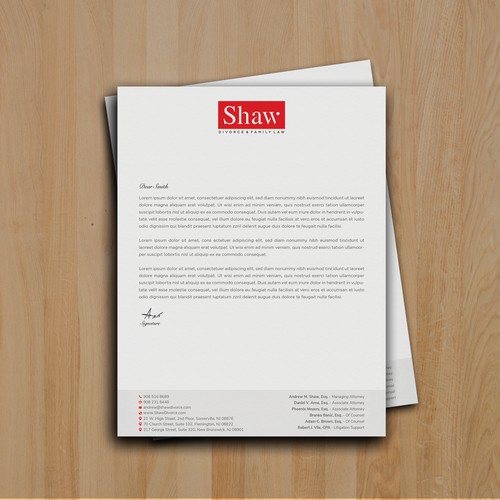 Letterhead for Divorce & Family Law Firm; Modern, Minimalist, Conservative Design Design by muaz™