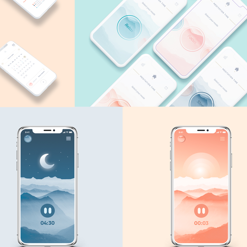 Interface Designs for Timer/Meditation app Design by Beatriz Muriel