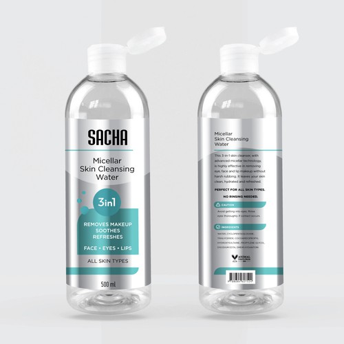 Sacha Micellar Water bottle 500ml Design by SikretStudio