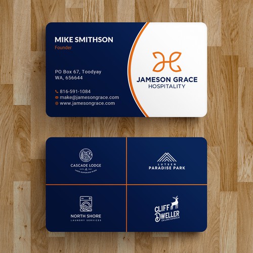 Create a modern and clean business card for a parent company with 4 subsidiaries Design by Roni_