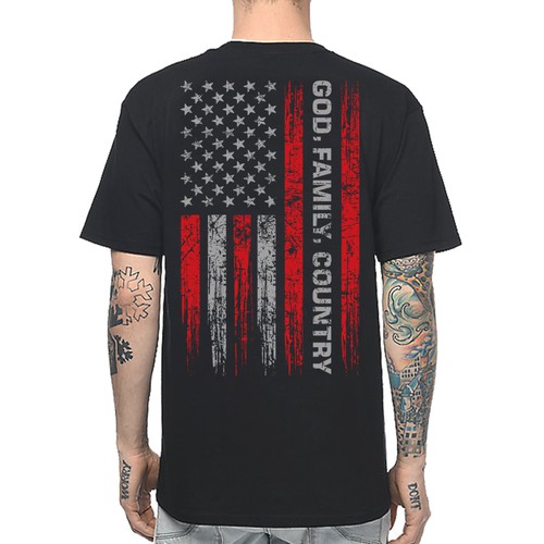 Develop a patriotic shirt that represents: The individual patriot, God, Family, Country Design by -Diamond Head-