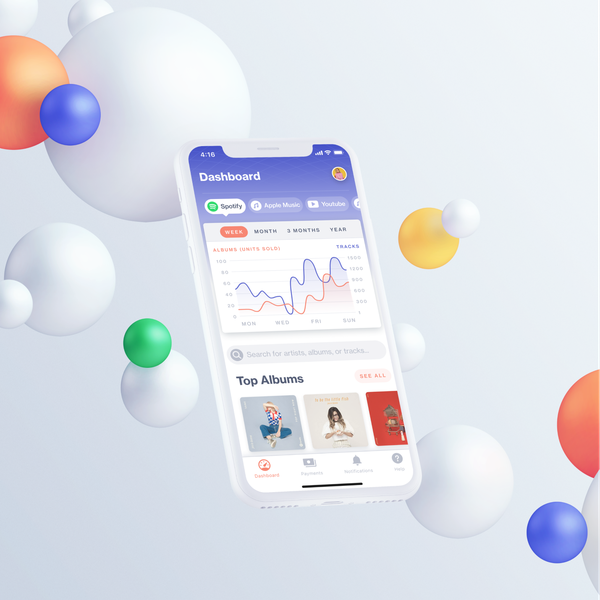 Design by Hinoki Studio titled "Music Analytics App"