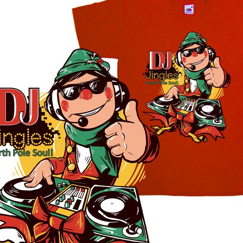 Create a great caricature of DJ Jingles spinning the Christmas hits! Design por Ashur