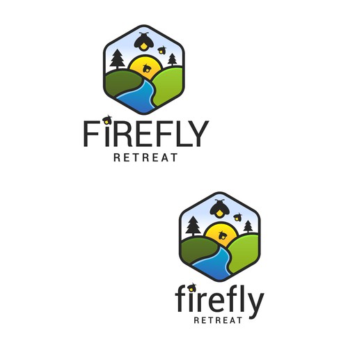 Firefly Retreat. Fun logo inspiring families to explore the outdoors! Design by MarcusMark