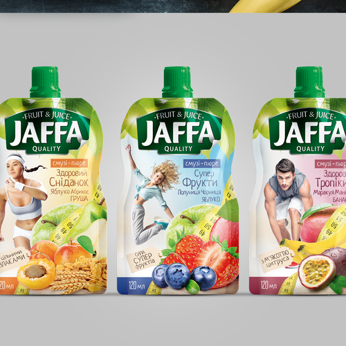 Diseño de Develop Concept Design for Jaffa "Fruit in Pocket" adults’ fruit and berry puree de garryveda.com