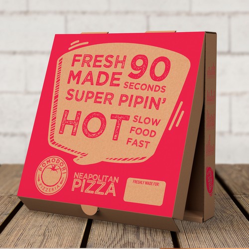 Fun, functional pizza box for Neapolitan pizzeria. Design by Kula Studio