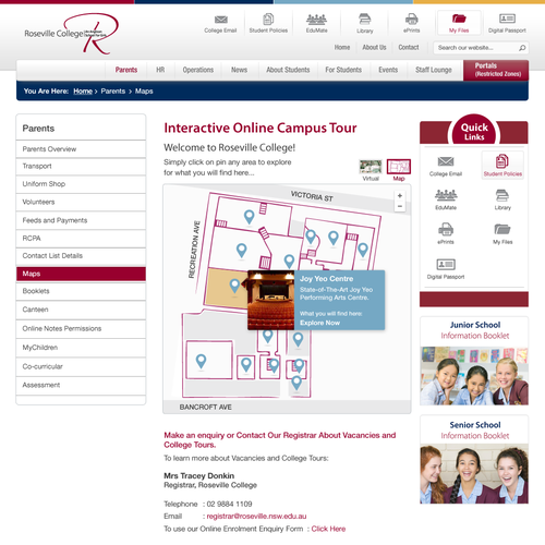 SharePoint Intranet Design for Private Girls School Design by rain is well