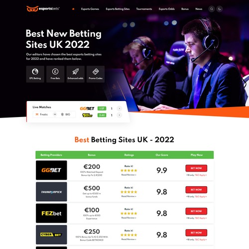 Design a new Esports betting comparison website Design von Mahant Arts