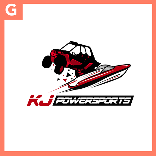 Create a powersports logo featuring a UTV for KJ Powersports Logo