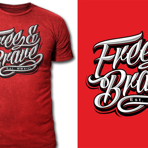 Trendy t-shirt design needed for Free & Brave Design by ＨＡＲＤＥＲＳ