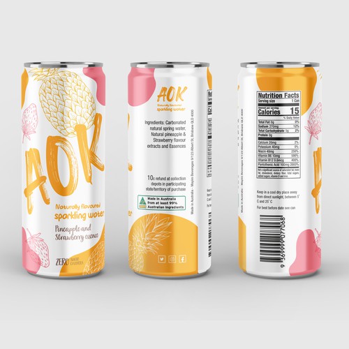 Flavoured sparkling water packaging design Design by VDB