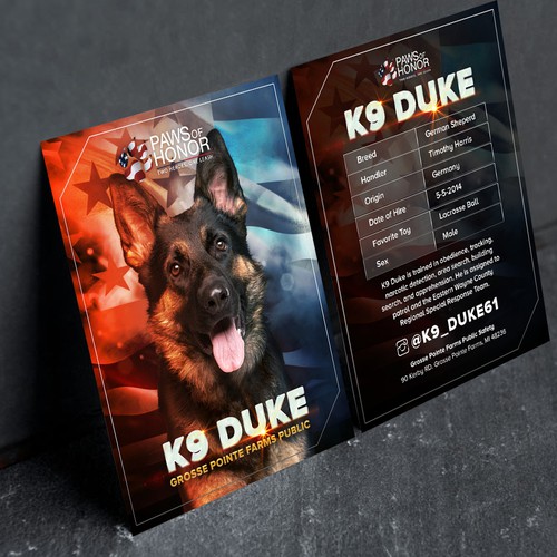 K9 Trading Cards for Military and Law Enforcement K9 Design by Y&B