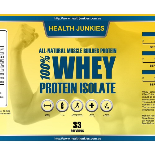Need label designed for a healthy protein powder range. Product label