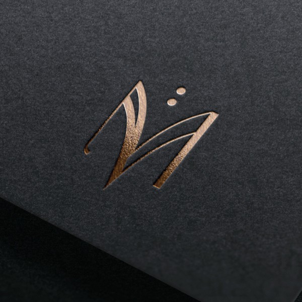 Art Déco luxury style unique logo with an Umlaut for an Apt. Building Brand in Omaha