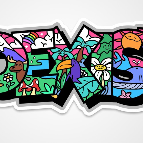 NEED FUN AND COLORFUL "COEXIST" STICKER ILLUSTRATED Design by PEDROVALERODSGN ✅