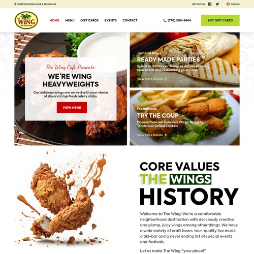 Design A Fresh New Website for The Wing Cafe & Tap House! Design by Logicainfo ♥