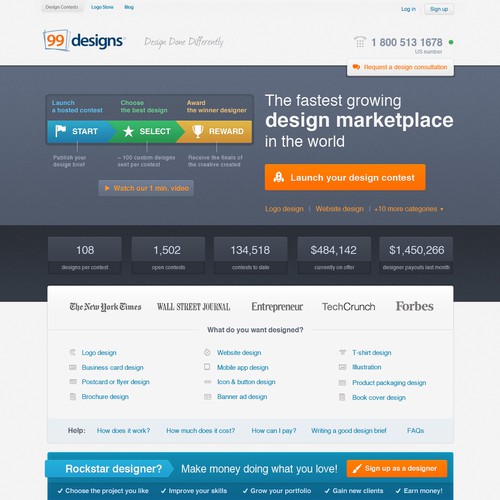 99designs Homepage Redesign Contest Réalisé par pavot