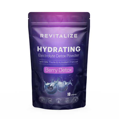 Design Minimalistic, Modern Packaging for Hydrating Electrolyte Detox Powder - Revitalize Design by Nehal's Creative Lab