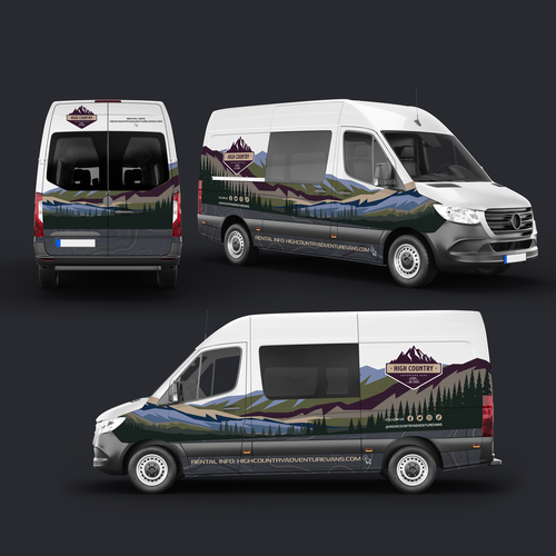 Nature inspired Sprinter Van Wrap design for High Country Adventure Vans Design by Rumon79