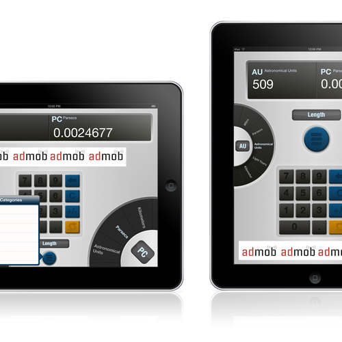 Convert Units - iPad app - Design 1 screen UI buttons デザイン by M.TH.