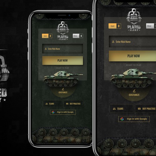 Design a main page for a mean tanks artillery mobile game Design by shamfeen